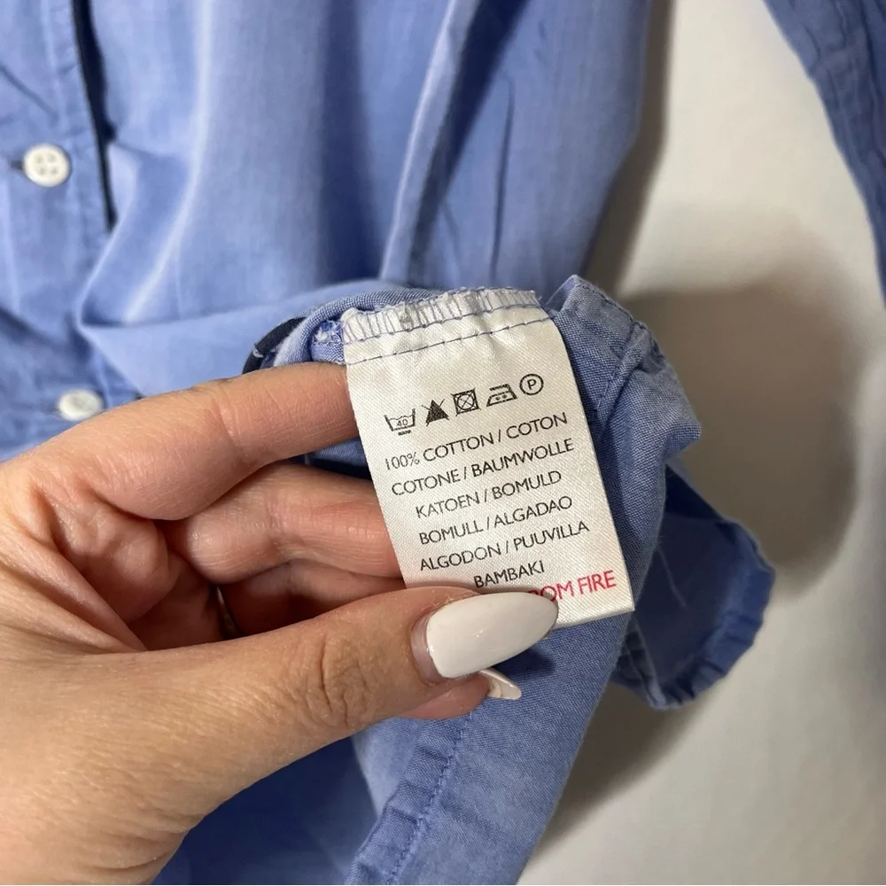 Derek rose London blue collared sleep shirt button down pajama top